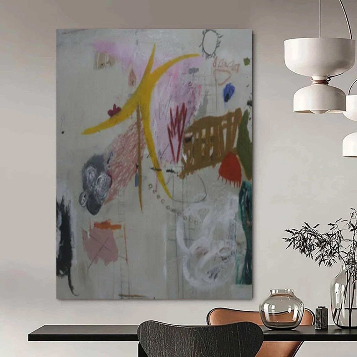 Eclectic Shapes, Colors "Dream Junk Drawer" Abstract Painting On Canvas PS1408