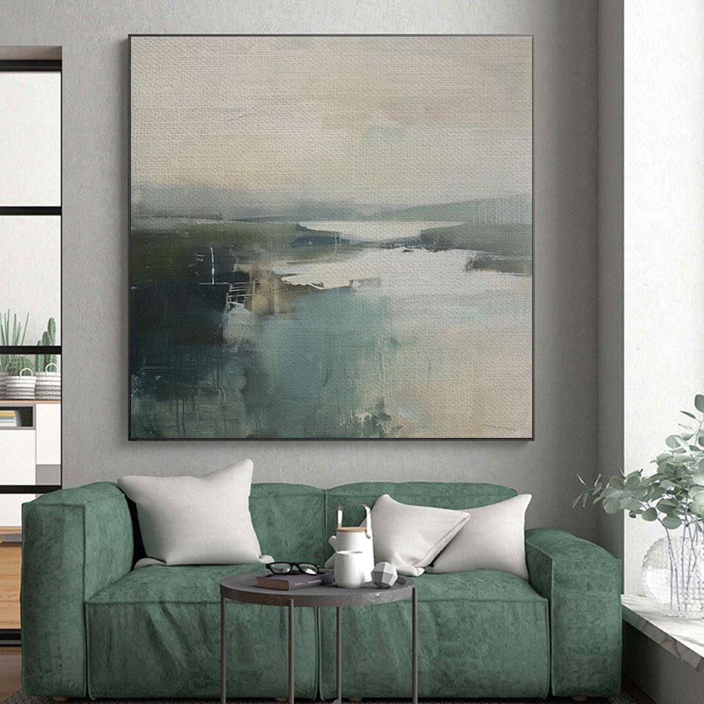 “Muted Landscape Abstract” - Muted Tones Abstract Landscape Painting On Canvas PS0740