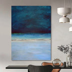 “Gradient Seascape: Deep Blue to Light Blue” - Minimalist Ocean Painting On Canvas PT0938