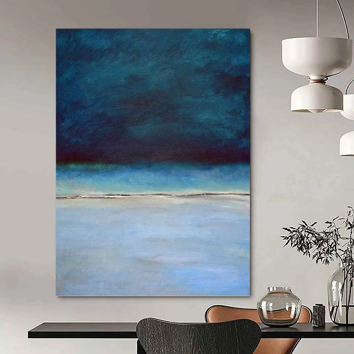 “Gradient Seascape: Deep Blue to Light Blue” - Minimalist Ocean Painting On Canvas PT0938