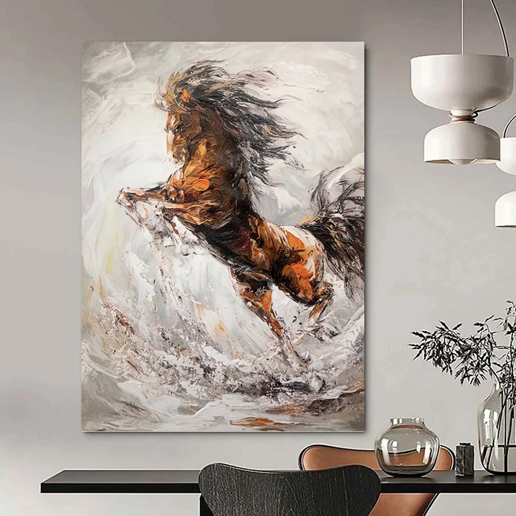 “Dynamic Horse in Motion” - Impressionist - Inspired Animal Painting On Canvas PT1431