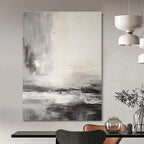 Gray, White, Beige with Textured Strokes "Atmospheric Drift" Abstract Painting On Canvas PS1377