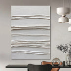 White with Linear Textures "White Lines" Abstract Painting On Canvas PS1347