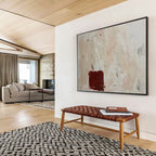 Beige and Red Abstract Scratches Contemporary Abstract Painting On Canvas DKS146