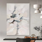 “White - Grey Abstract Blossoms” - Impasto Abstract Painting On Canvas PT1174