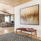 “Earthy Gold Stripes” - Minimalist - Textured Painting On Canvas PT1538