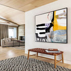 “Bold Black, Yellow, and Purple Abstract” - Modern Expressionist Painting On Canvas PT112