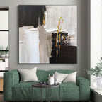 “Black - White - Gold Opulent Abstraction” - Black, White, Gold Abstract Painting On Canvas PS0497