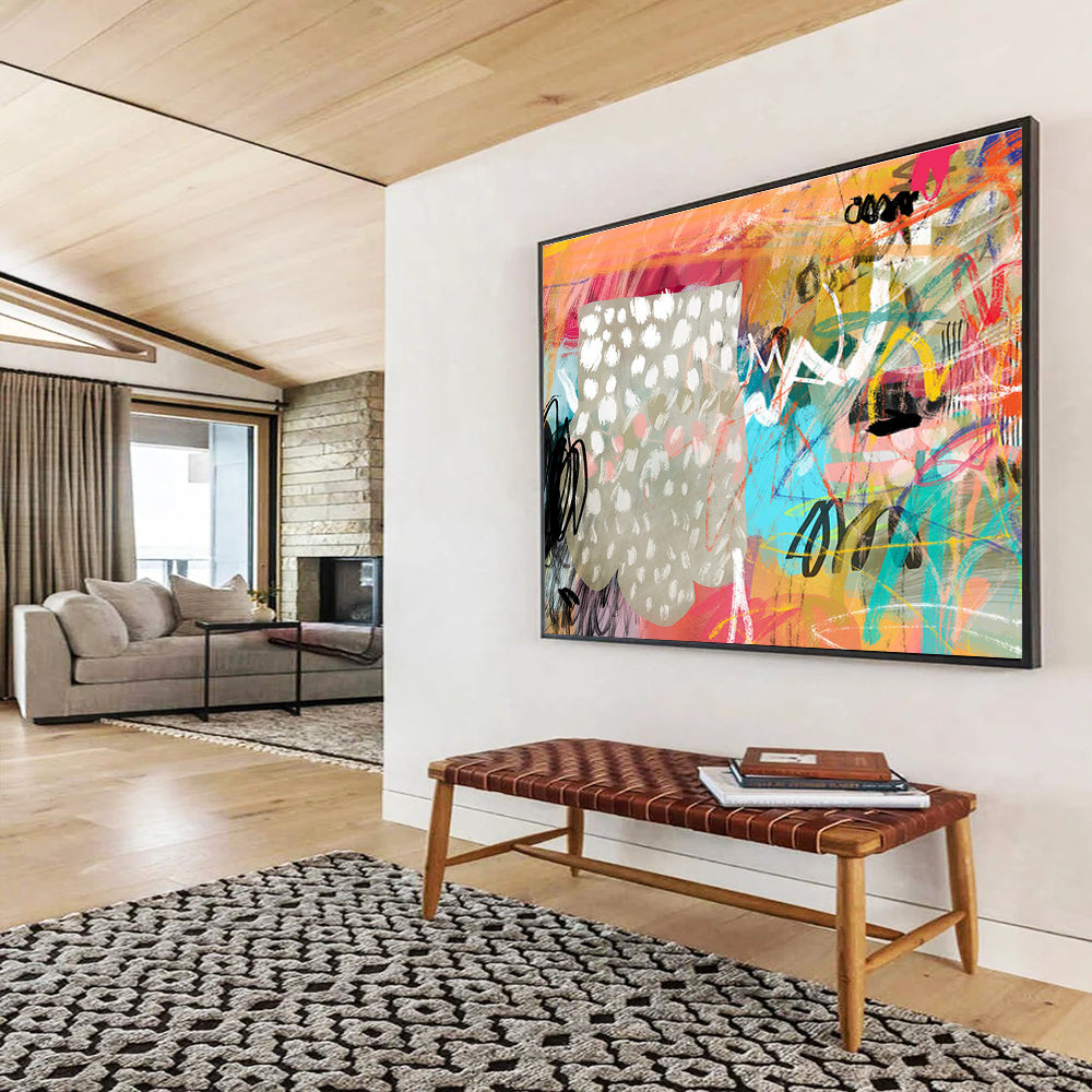 Colorful Mixed - Media Abstract Painting On Canvas DKS068