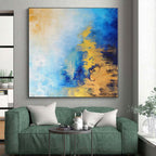 “Blue and Gold Abstract Horizon” - Abstract Seascape - Inspired Painting On Canvas PS0018