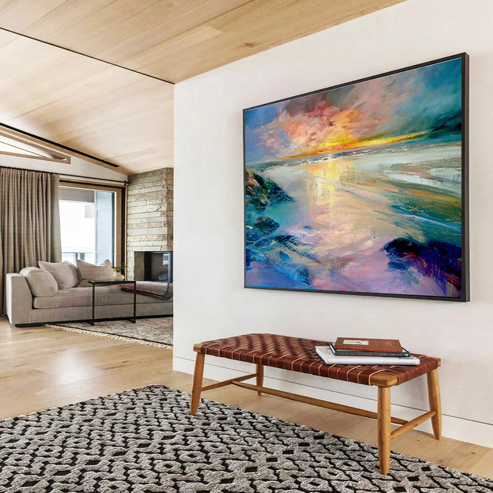 “Vibrant Sunset Beach” Landscape Painting DKS213