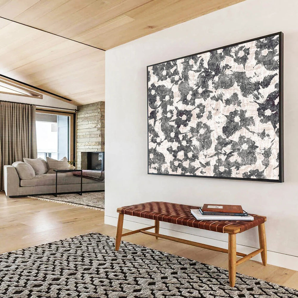 “Monochrome Floral Pattern” - Graphic Print on Canvas PT1491
