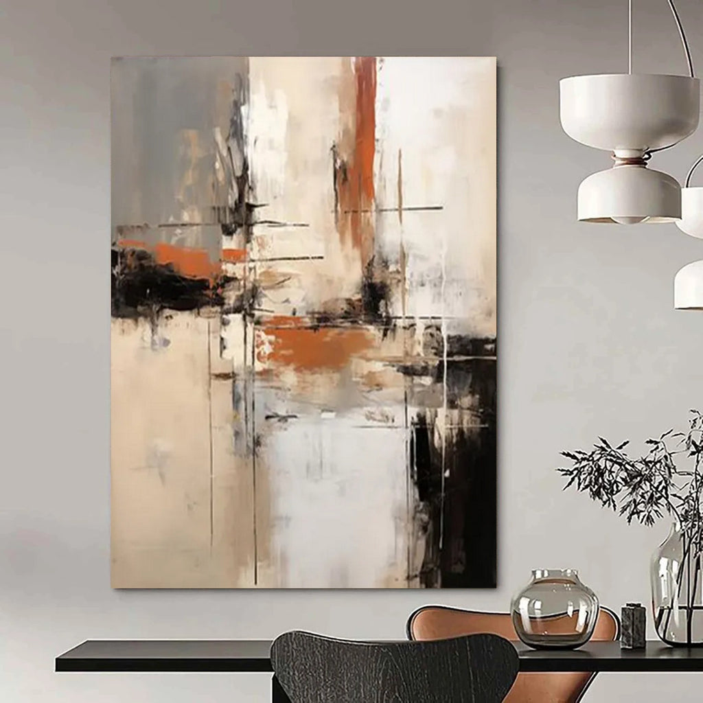 Neutral Tones Abstract Cityscape Painting On Canvas DS112