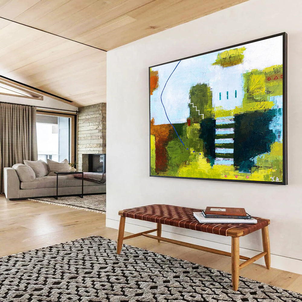 “Green And Blue Abstract Landscape” - Abstract Painting On Canvas DKS561