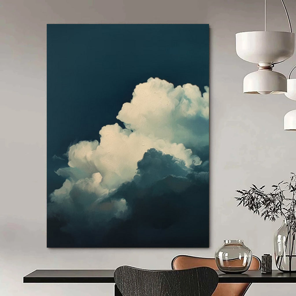“Blue - White Serene Clouds” - Impressionistic Sky Painting On Canvas DS015