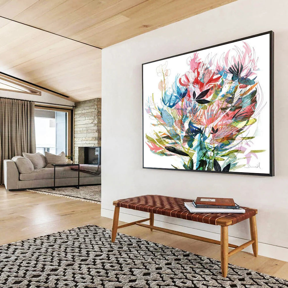 “Colorful Floral Abstract” - Botanical Abstract Painting On Canvas PT138