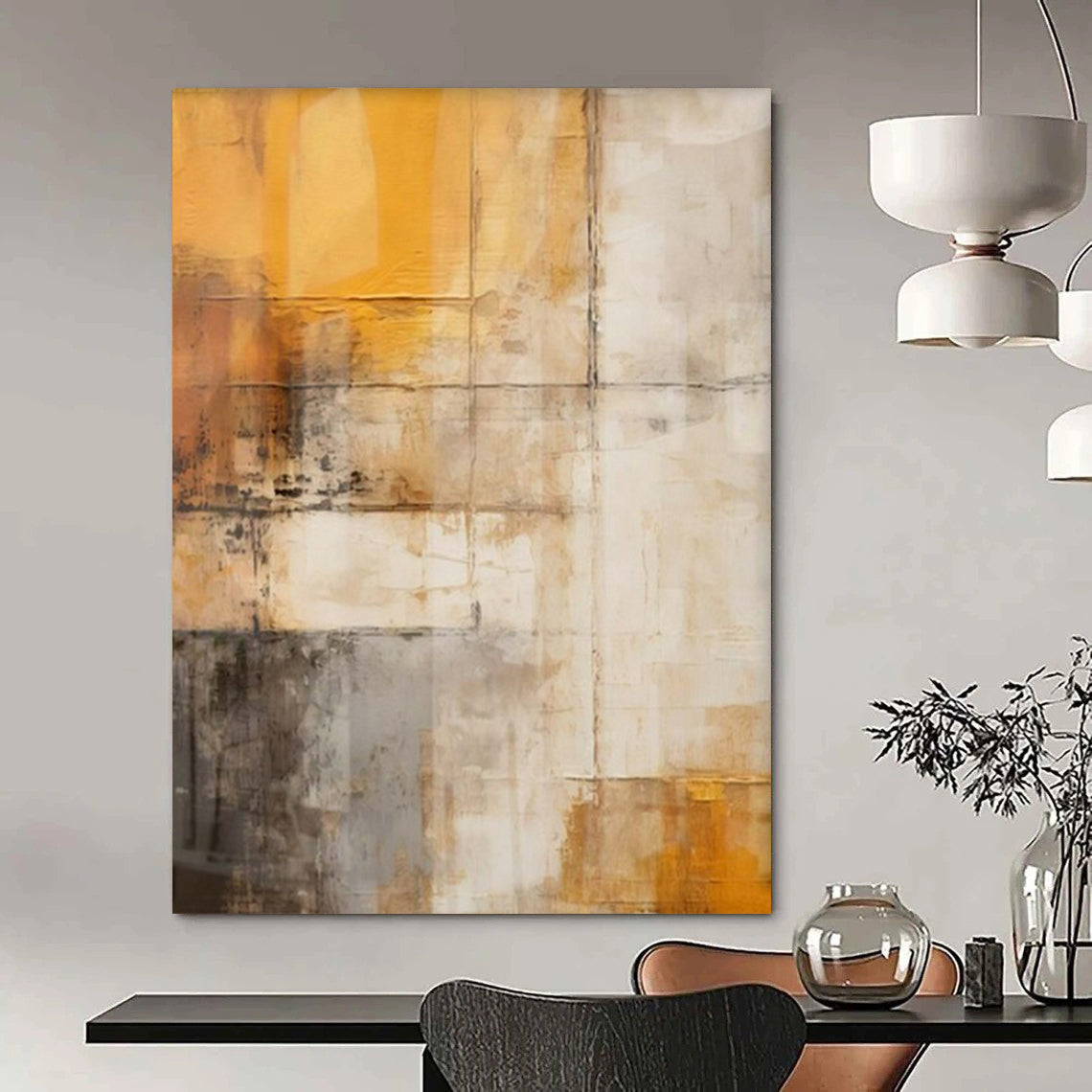 Soft Pinks, Oranges, and Creams with Curved Forms "Sunset Silhouettes" Abstract Shape - Focused Painting On Canvas PS1057