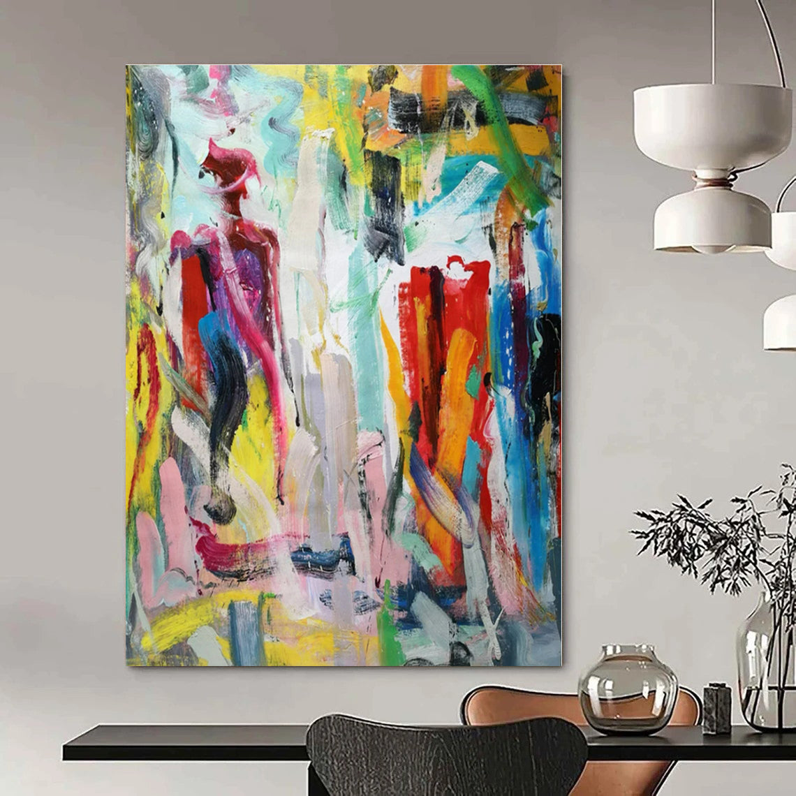 Colorful Abstract Figure in a Vivid Background "Vivid Spirit" Abstract Painting On Canvas PS1324