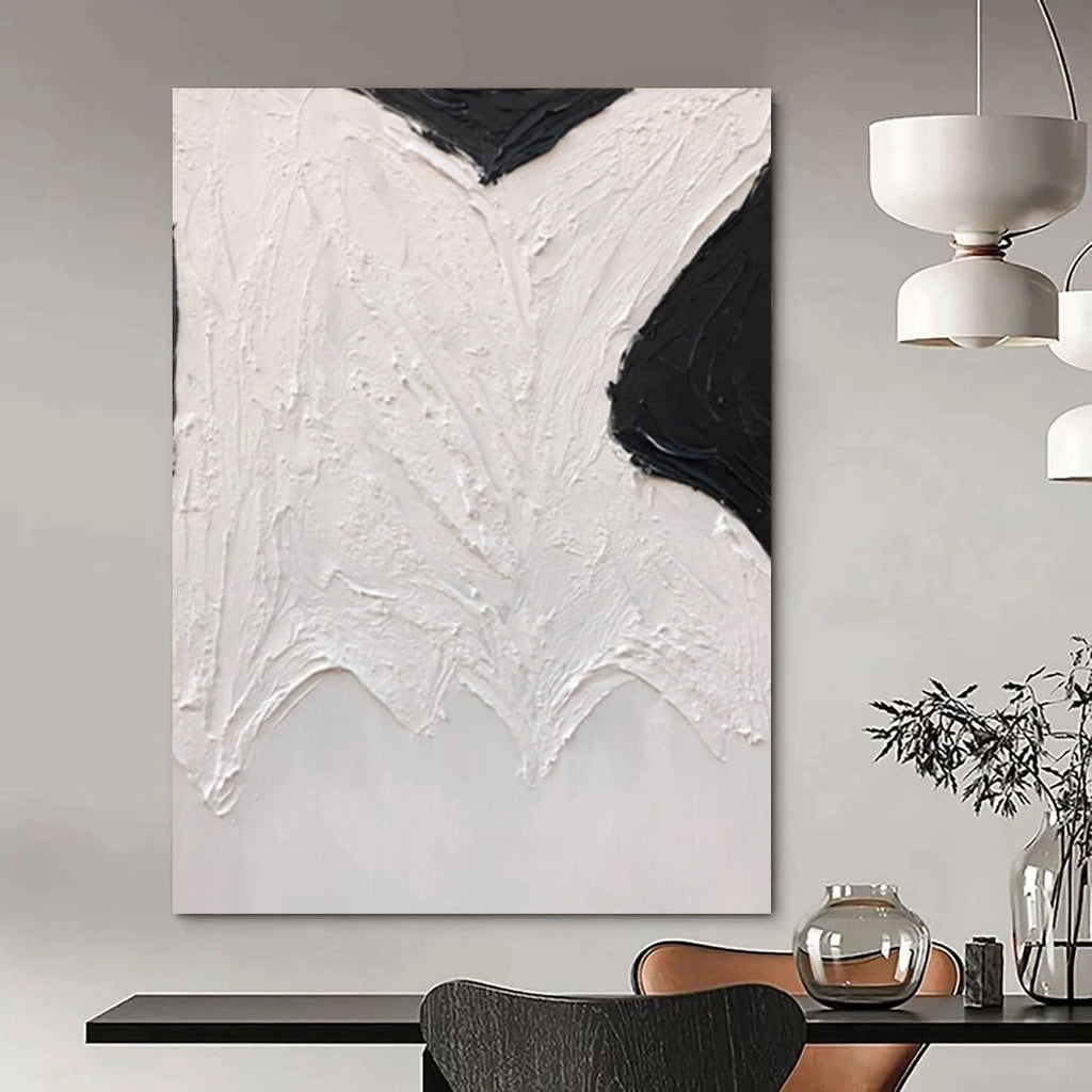 “Black and White Textured Abstract Forms” - Subtle Abstract Painting On Canvas DS405