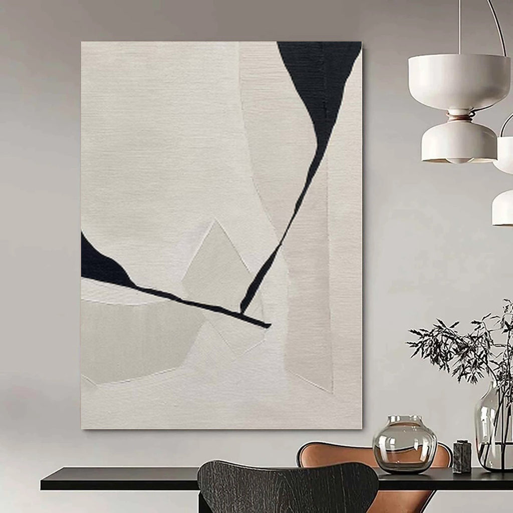 “Black - White Geometric Intersection” - Contemporary Abstract Painting On Canvas PS0147