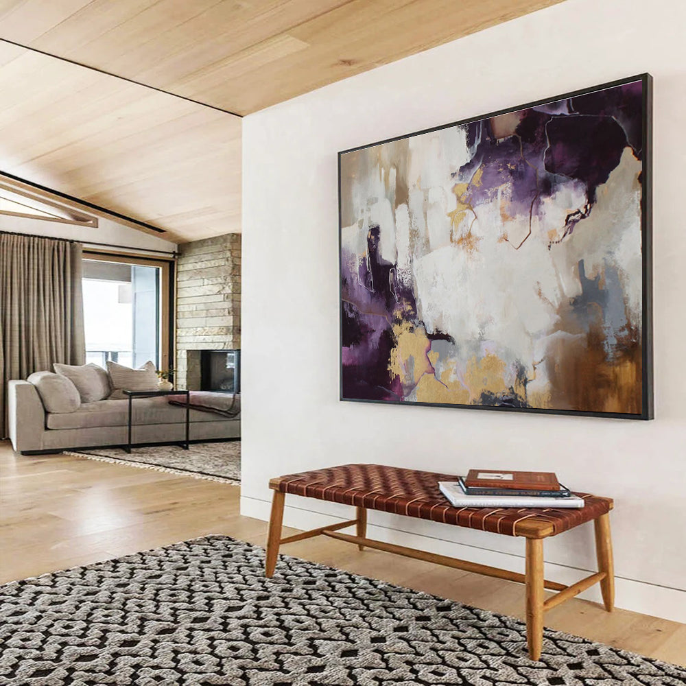 Purple and Gold Abstract Fusion Contemporary Abstract Painting On Canvas DKS131