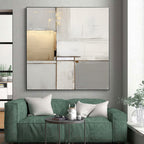 “Gold & Gray Fusion” - Gray, Gold Abstract Minimalist Painting On Canvas PS0390