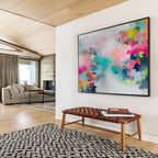 “Bright Pinks & Dynamic Strokes” - Abstract Gestural - Inspired Painting On Canvas PT1682