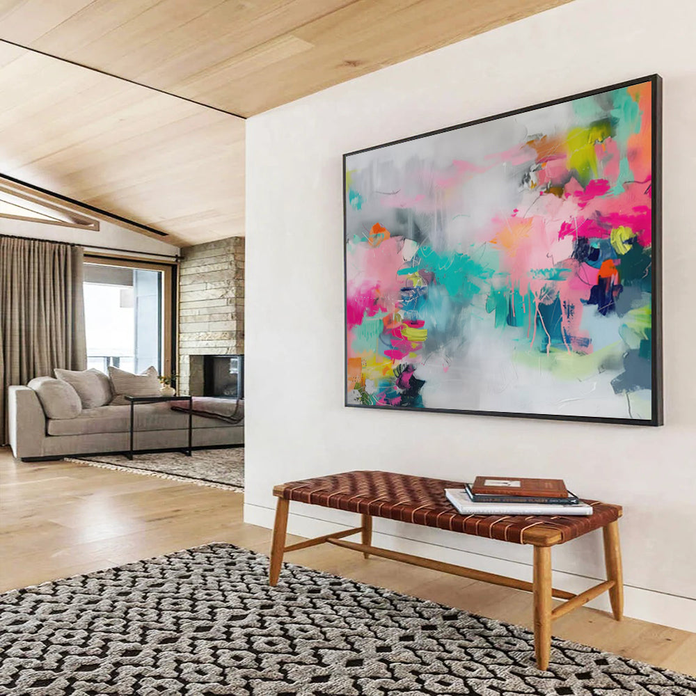 “Bright Pinks & Dynamic Strokes” - Abstract Gestural - Inspired Painting On Canvas PT1682