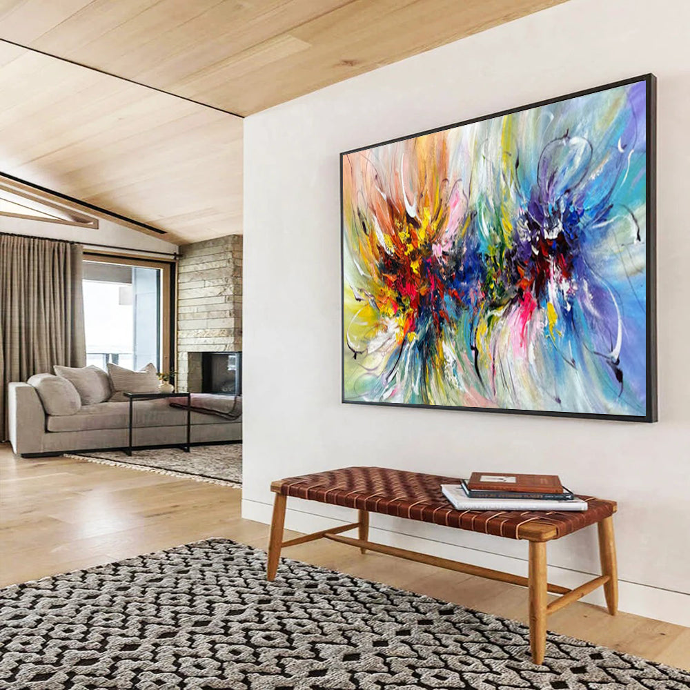 “Rainbow - Swirl Floral Burst” - Vivid - Colors Painting On Canvas PT1529