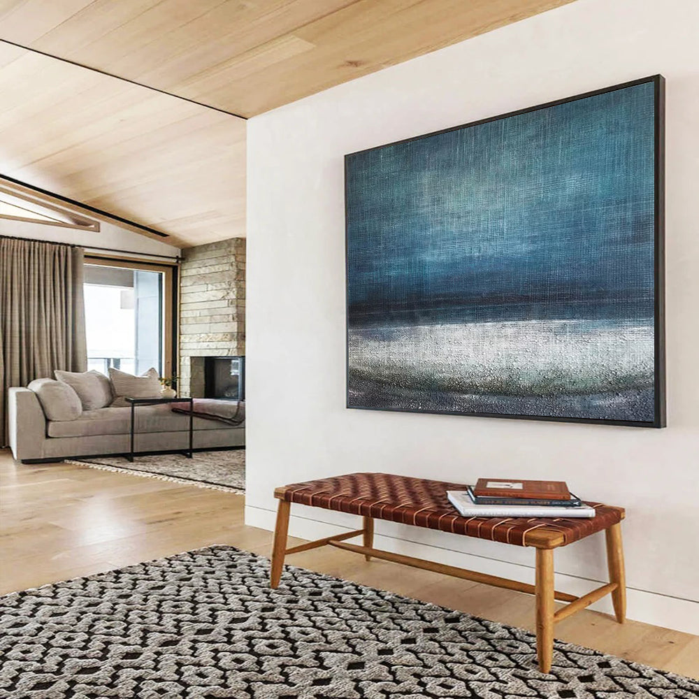 “Deep Blue Textured Abstract” - Calm Abstract Painting On Canvas PT154