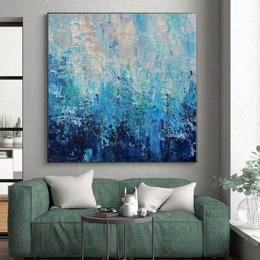 “Gradient Blue Abstract Depths” - Ocean - Inspired Abstract Painting On Canvas PS0045