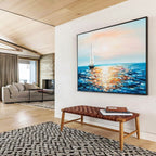 “Sailboat at Sunset” - Classic Coastal Painting On Canvas PT188