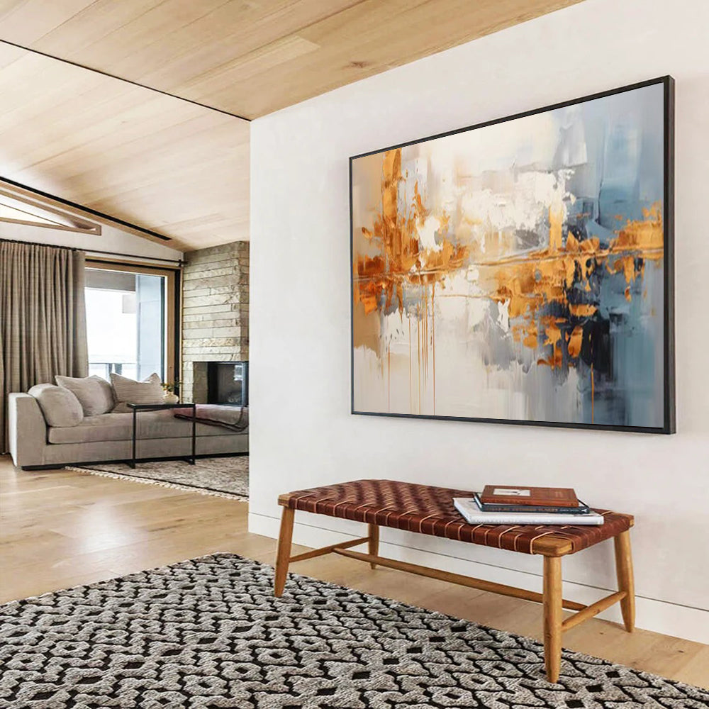 “Gold & Gray Urban Abstract” - Modern Cityscape Painting On Canvas PT183