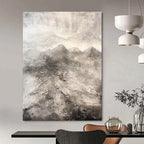 “Monochromatic Textured Landscape” - Gray Shades with a 3D - like Surface Painting On Canvas DS256