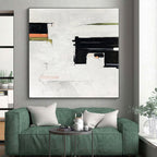 “Black - Green - Orange Abstract Minimalist Forms” - Subtle Abstract Painting On Canvas PS0327