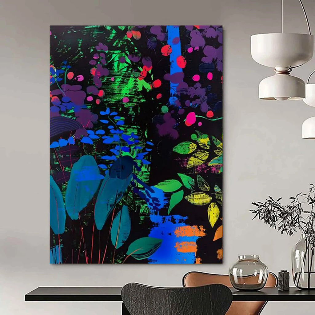 Neon Forest Night Painting On Canvas DS095