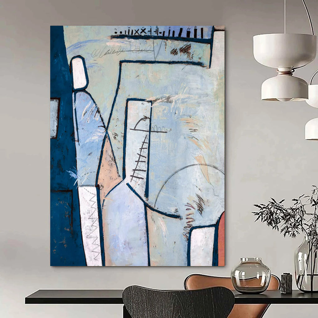 “Blue and White Abstract Journey” - Abstract Adventure Painting On Canvas PT2393