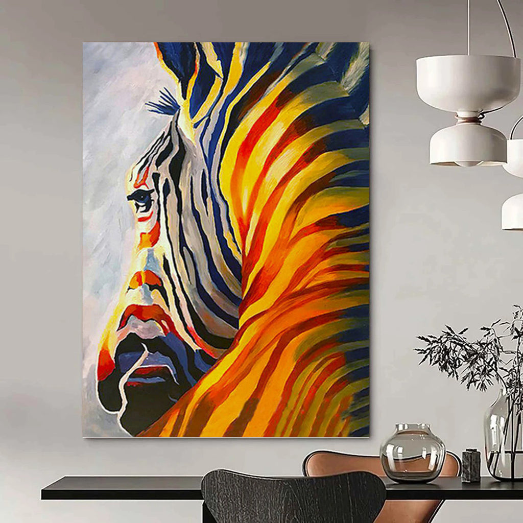 “Colorful Zebra Abstract” - Expressionist - Inspired Animal Painting On Canvas PT1428