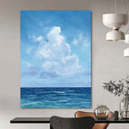 “Blue Sky and Ocean” - Realist Seascape Painting On Canvas PT2298