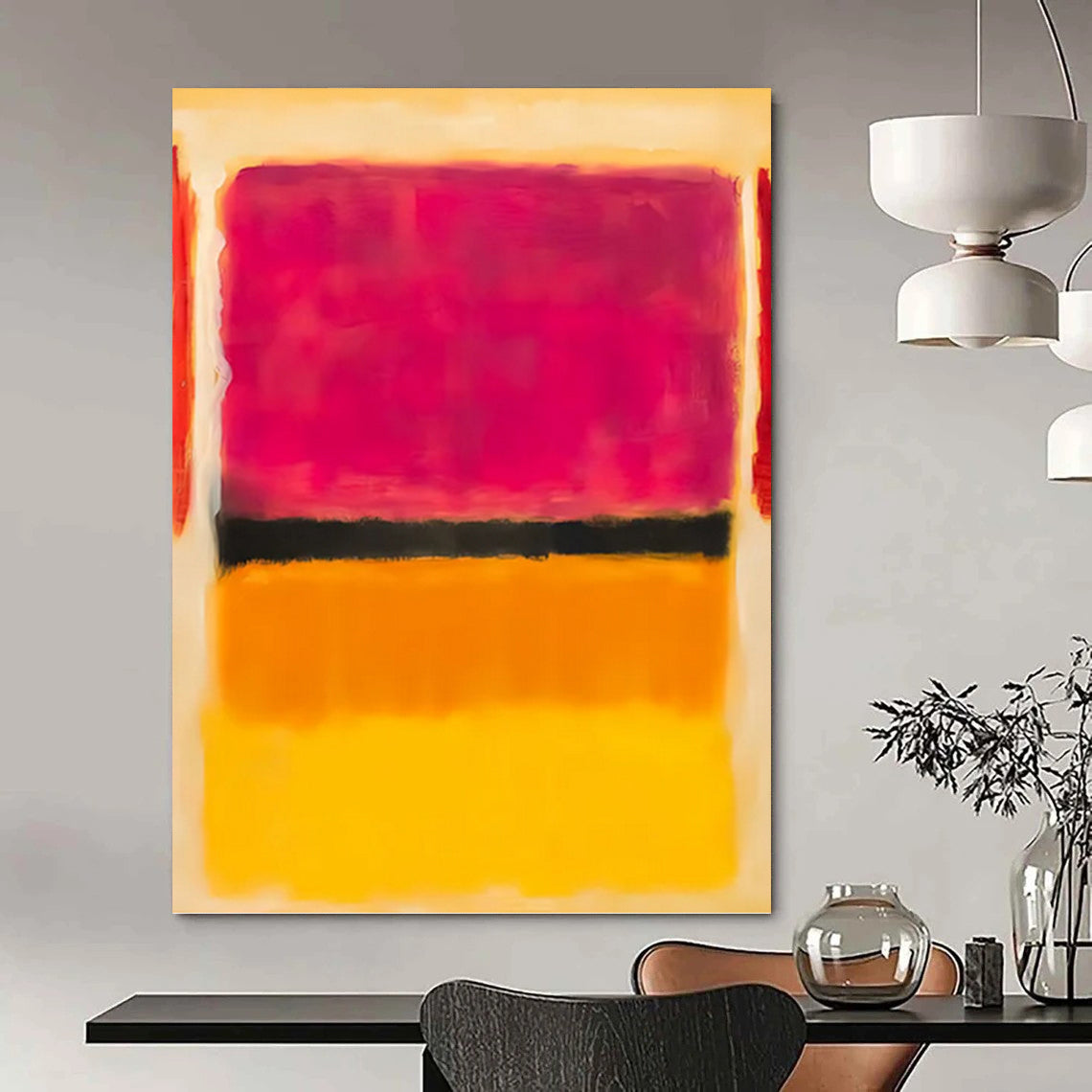 “Pink - Black - Yellow Color Blocks” - Color - Field, Dynamic - Styled Painting On Canvas PT1609