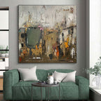“Neutral Abstract Cityscape” - Neutral Tones Abstract Cityscape Painting On Canvas PS0725