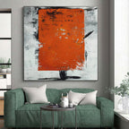 “Textured Orange - Grey Abstract Rectangle” - Industrial Abstract Painting On Canvas PS0316