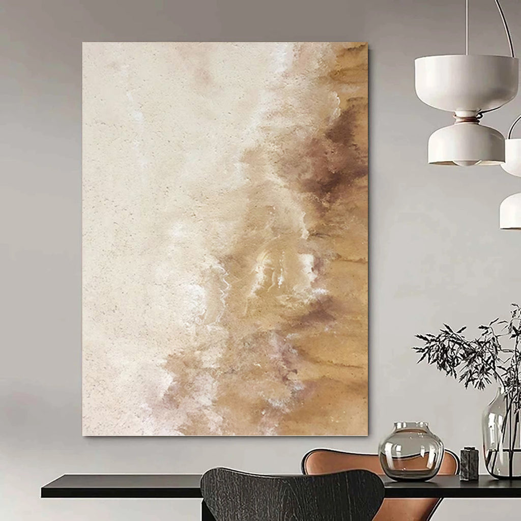 “Beige - Brown Textured Blends” - Impasto Abstract Painting On Canvas PT1223