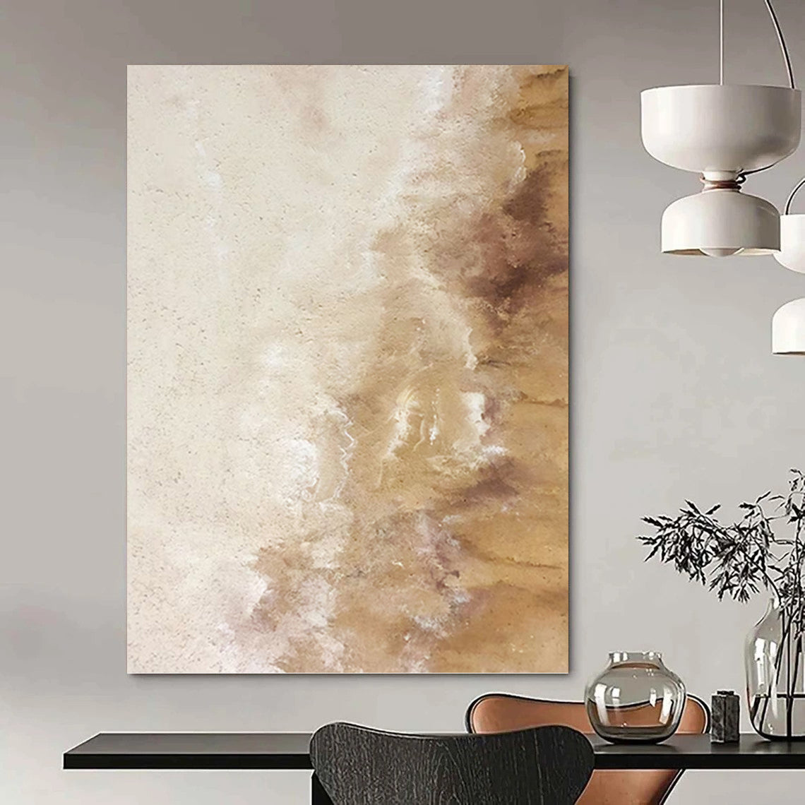 “Beige - Brown Textured Blends” - Impasto Abstract Painting On Canvas PT1223