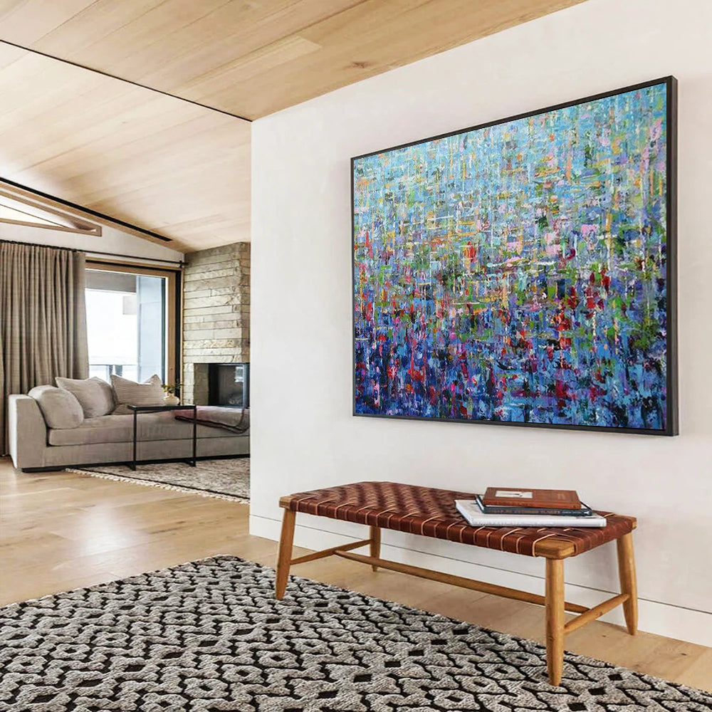 “Blue Based Colorful Abstract Mosaic” Abstract Mosaic Painting On Canvas PT1796