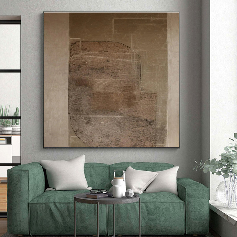 “Brown - Gray Textured Composition” - Brown, Gray Abstract Painting On Canvas PS0520