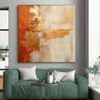 Orange, Gold & Grey Abstract Simplicity Painting On Canvas PS0818