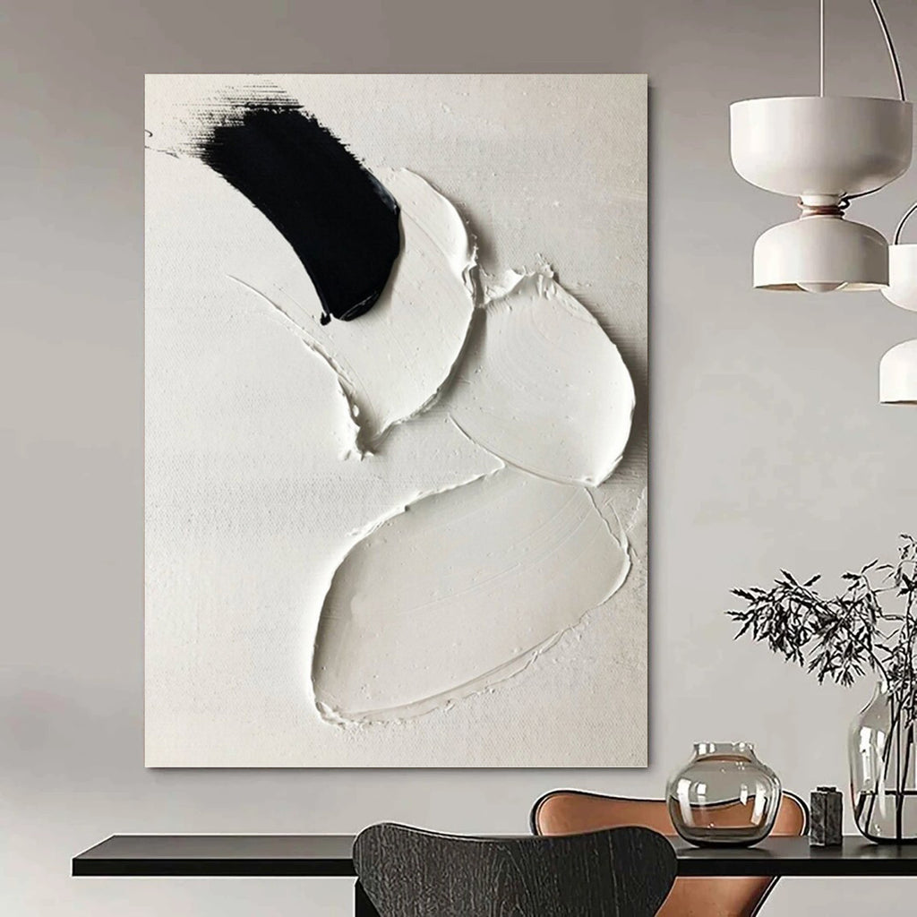 “Black and White Textured Abstract” - Abstract, Tactile - Styled Painting On Canvas PT1665