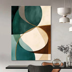 Teal, Brown, Beige with Curved Shapes "Elegant Curves" Abstract Painting On Canvas PS1264