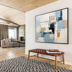 “Soft Blue and Beige Abstract Blocks” - Minimalist Abstract Painting On Canvas PT092